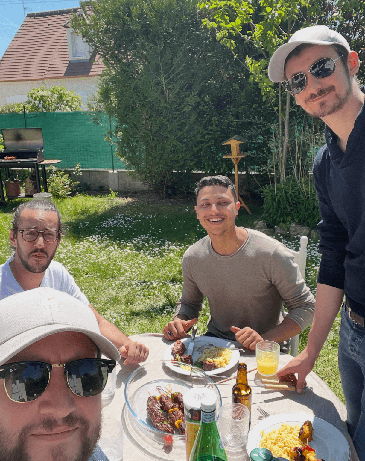 The VAINKEURZ crew — Teramir, Adil, Stapylo and Vergy at the BBQ